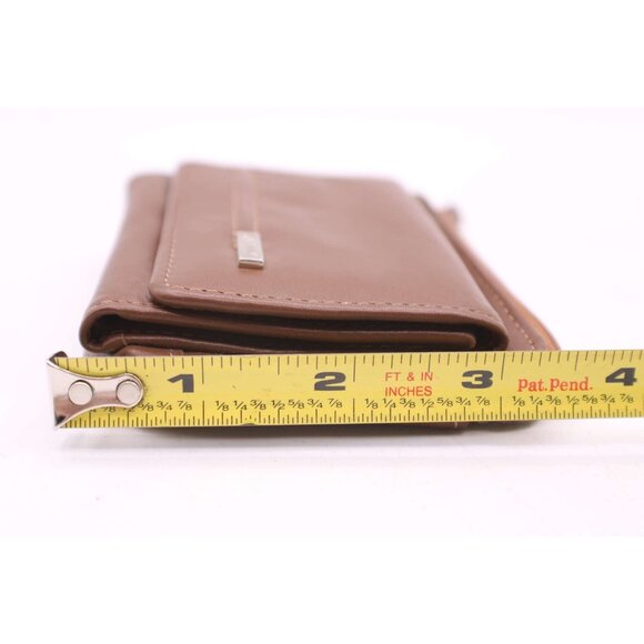 AMITY Genuine Leather Tri-Fold Coin Purse Wallet Brown Zippered ID Window Vintag - Picture 11 of 12
